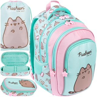 PUSHEEN ST.Right MINT Batoh Cat Kitten PRE DIEVČATÁ STUPEŇ 1-3 + 2 ďalšie produkty